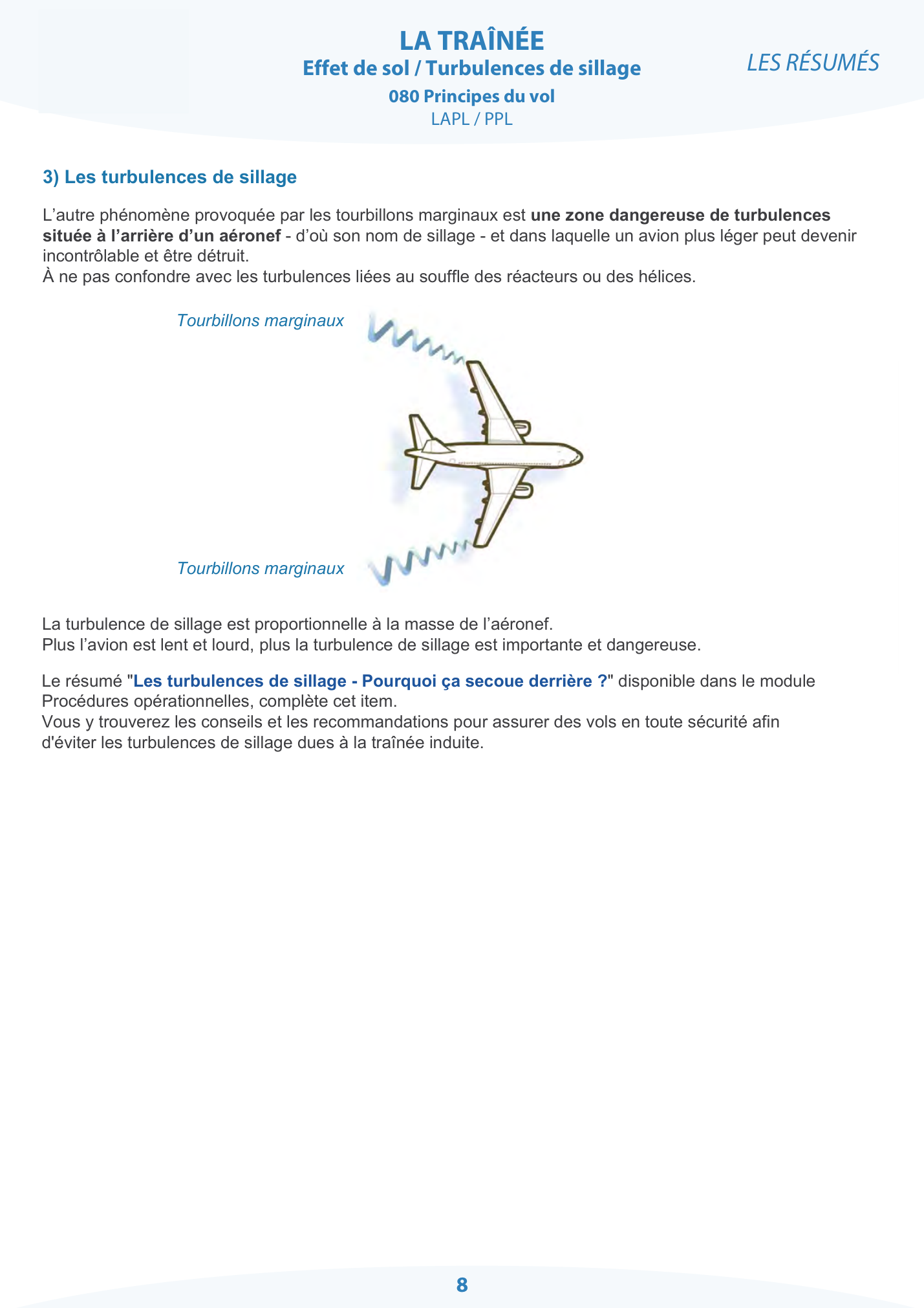 Résumé — turbulences de sillage