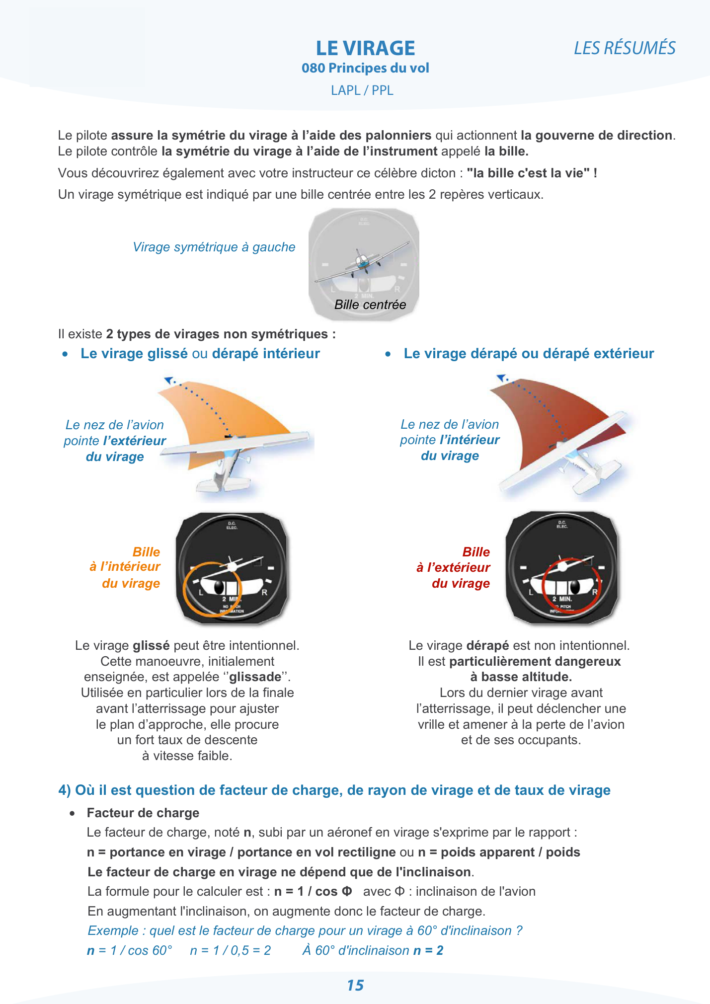 Résumé — bille et symétrie, virages glissé et dérapé